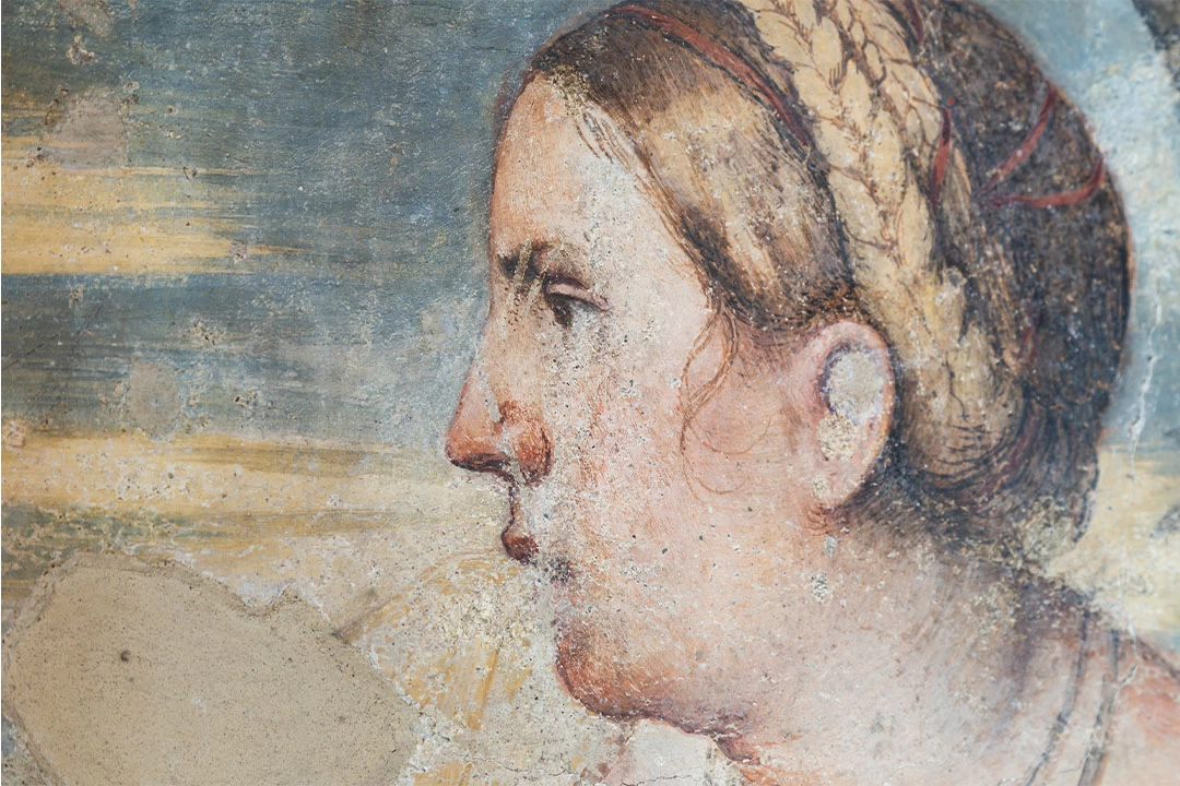 Il Romanino-261-Abbazia di S. Nicola, Rodengo, Brescia - Gesù e la samaritana - dettaglio